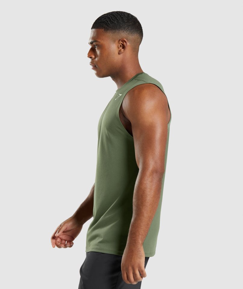 Men's Gymshark Arrival Sleeveless Tanks Olive | NZ 4FCBPN